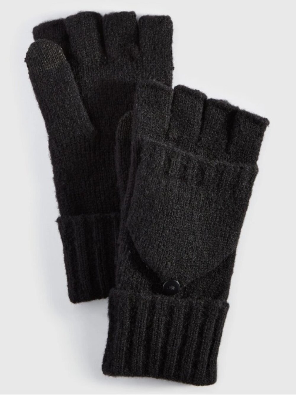 On 34th Women's Wide-Ribbed Pop Top Gloves Mittens Black One Size